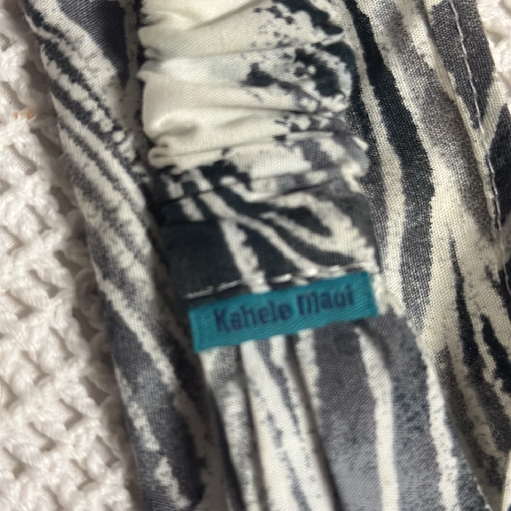 Kahele Maui Handmade Headwrap Black & White Waves Print OS - Picture 10 of 13